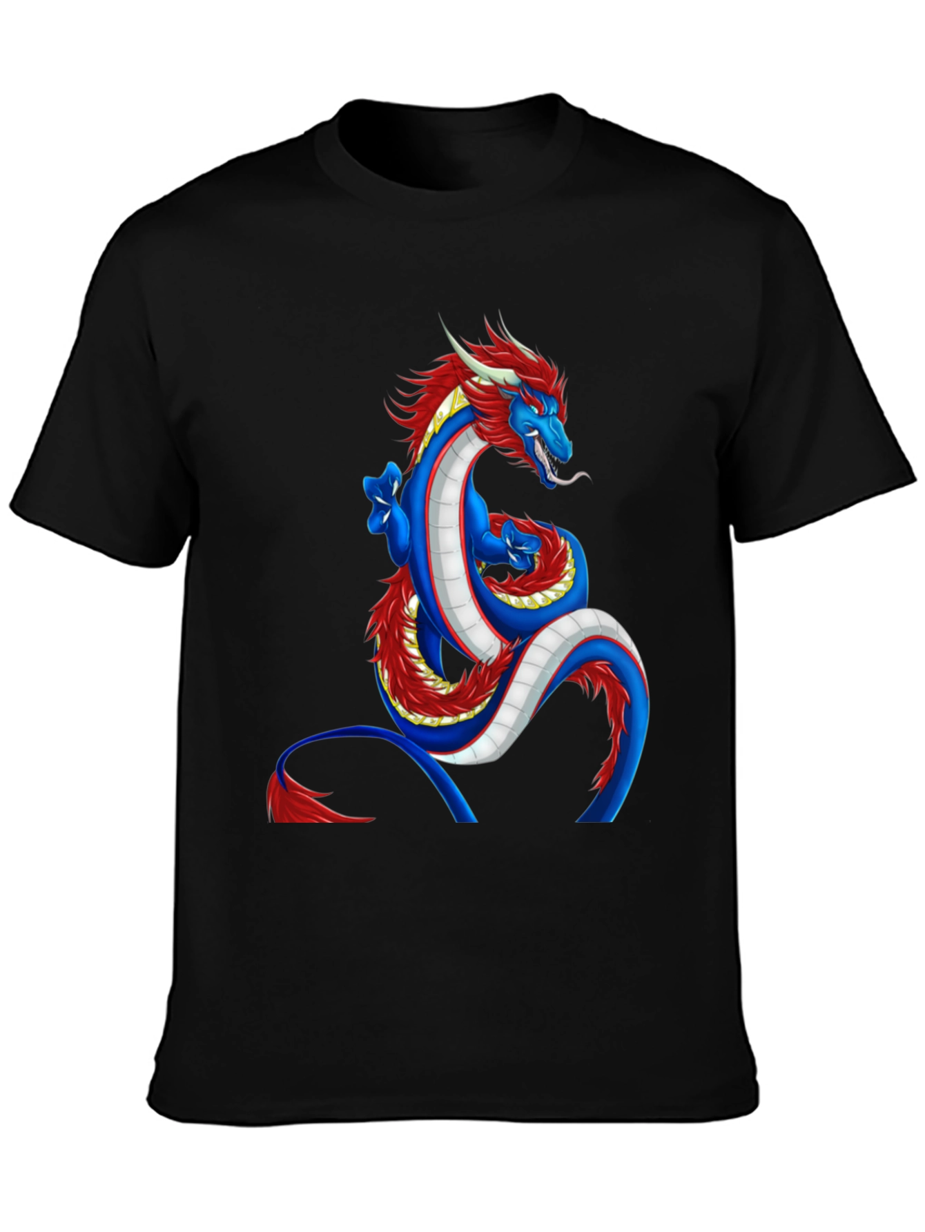 Dragon Graphic Tee - Blue and Red Dragon Design