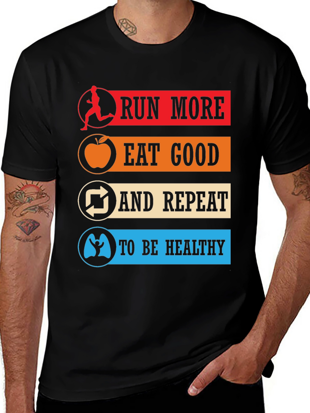 Run More Eat Good Healthy Lifestyle T-Shirt