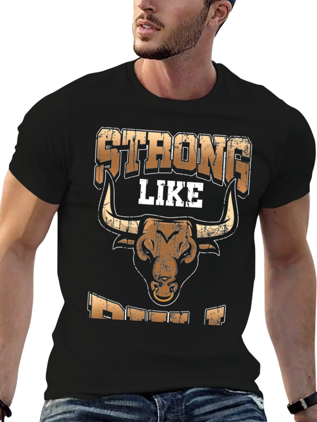 Strong Like Bull T-Shirt - Mens Black Tee