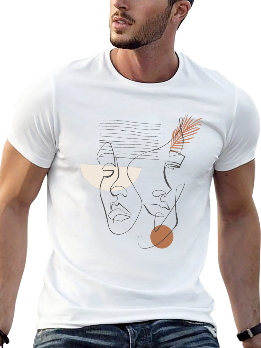Abstract Faces Graphic Tee - Modern Art Shirt