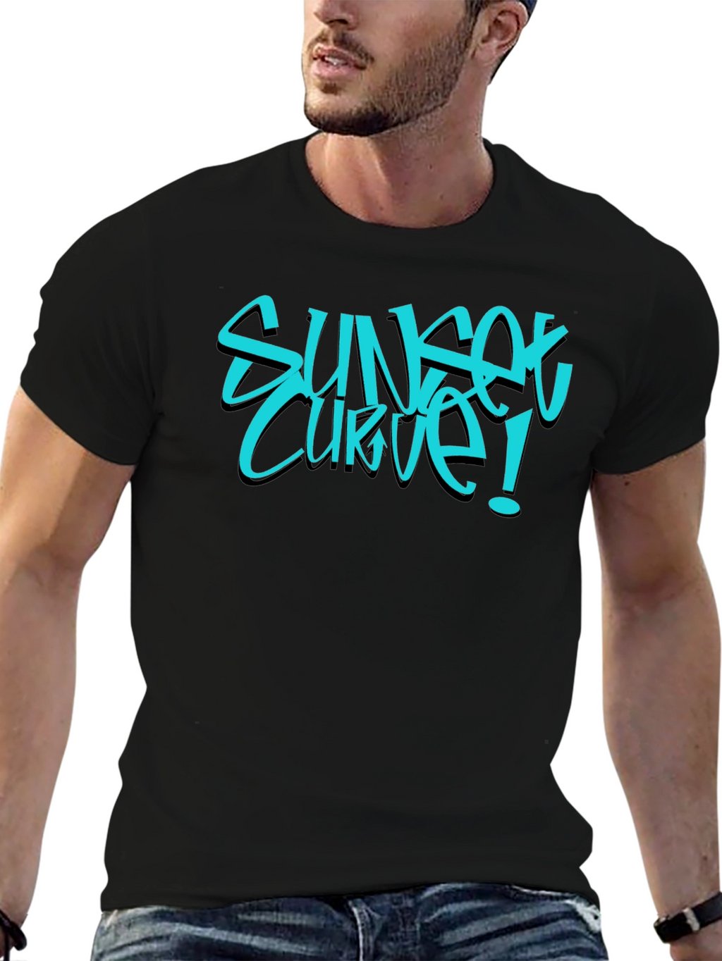 Sunset Curve Graphic Tee - Black