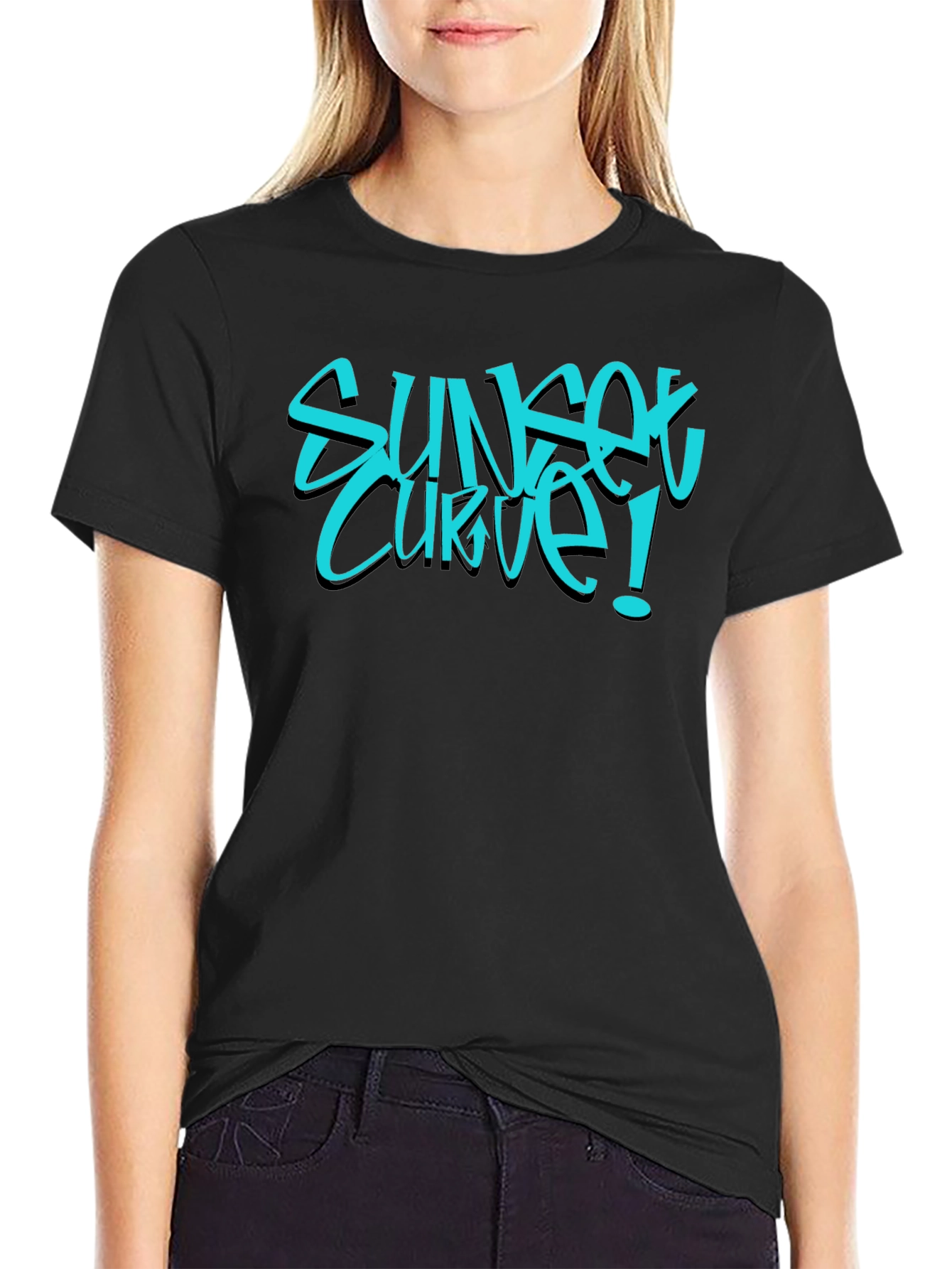 Sunset Curve Graphic Tee - Black