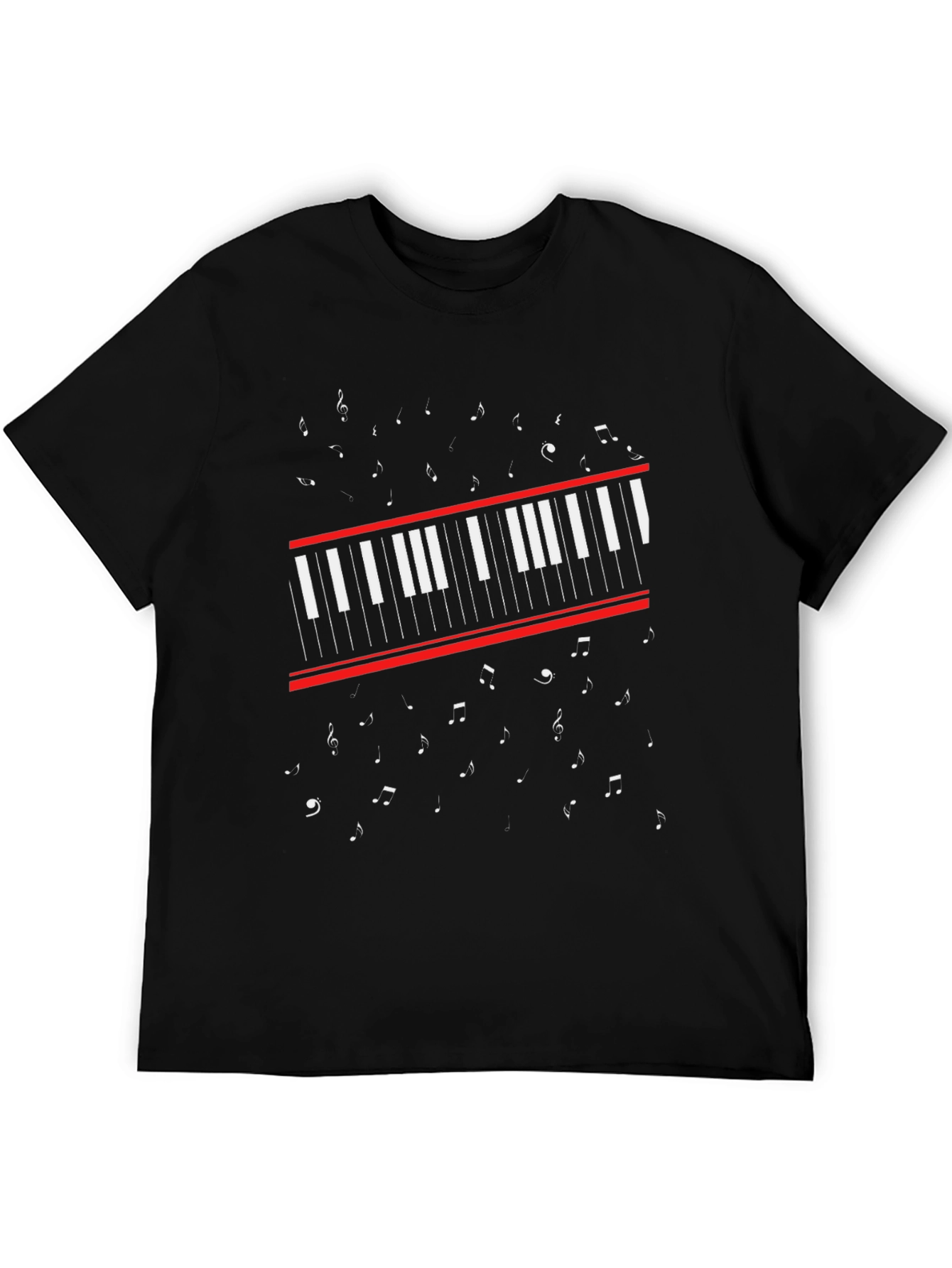 Piano Keys Music Notes Graphic Tee - Black