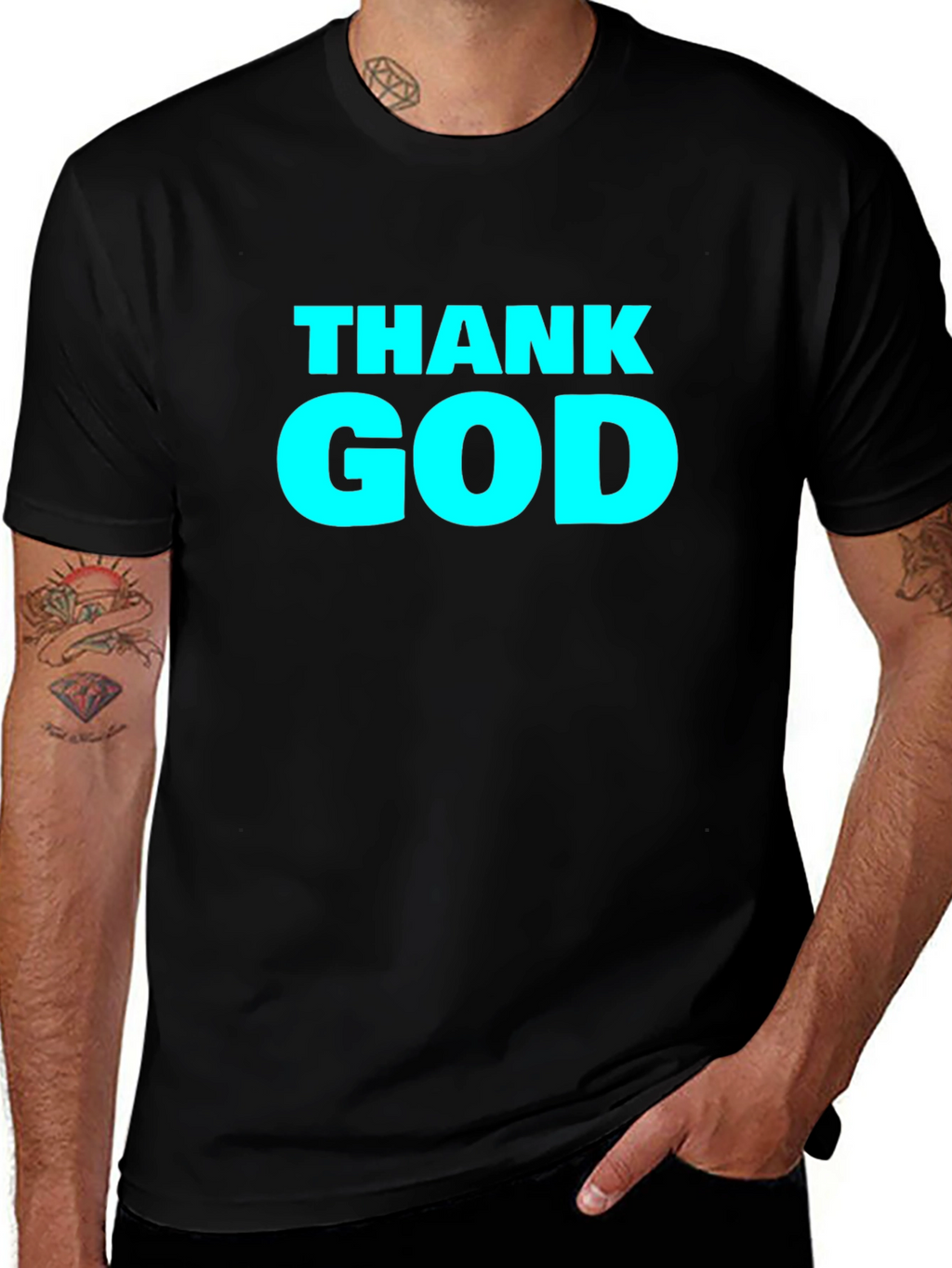 Thank God Graphic Tee - Black Cotton T-Shirt