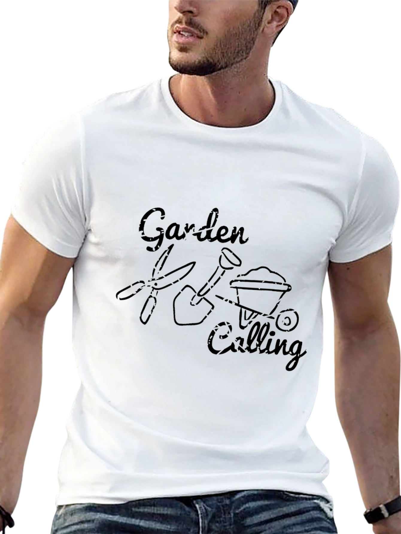 Garden Calling Mens Black Graphic T-Shirt