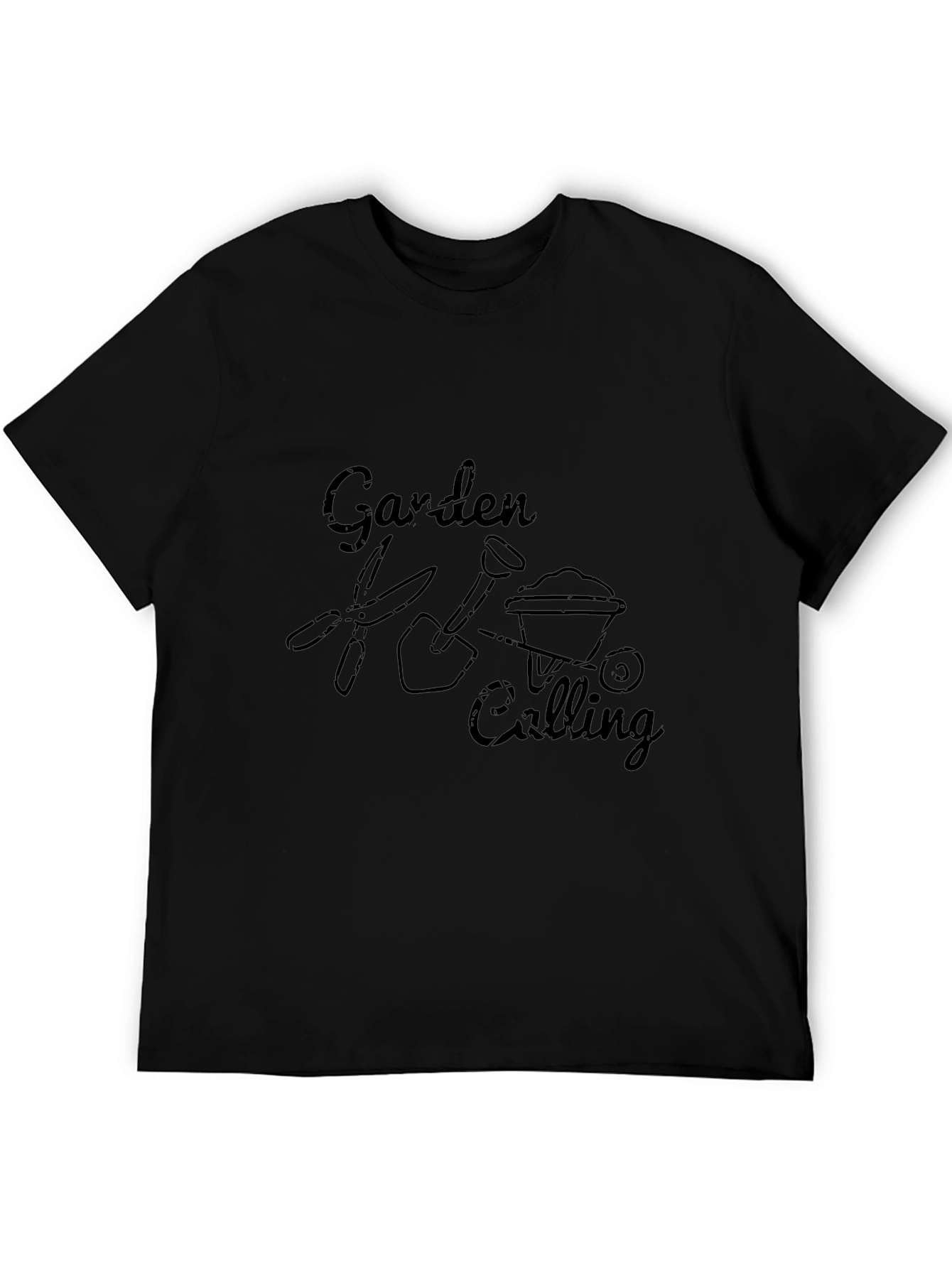 Garden Calling Mens Black Graphic T-Shirt
