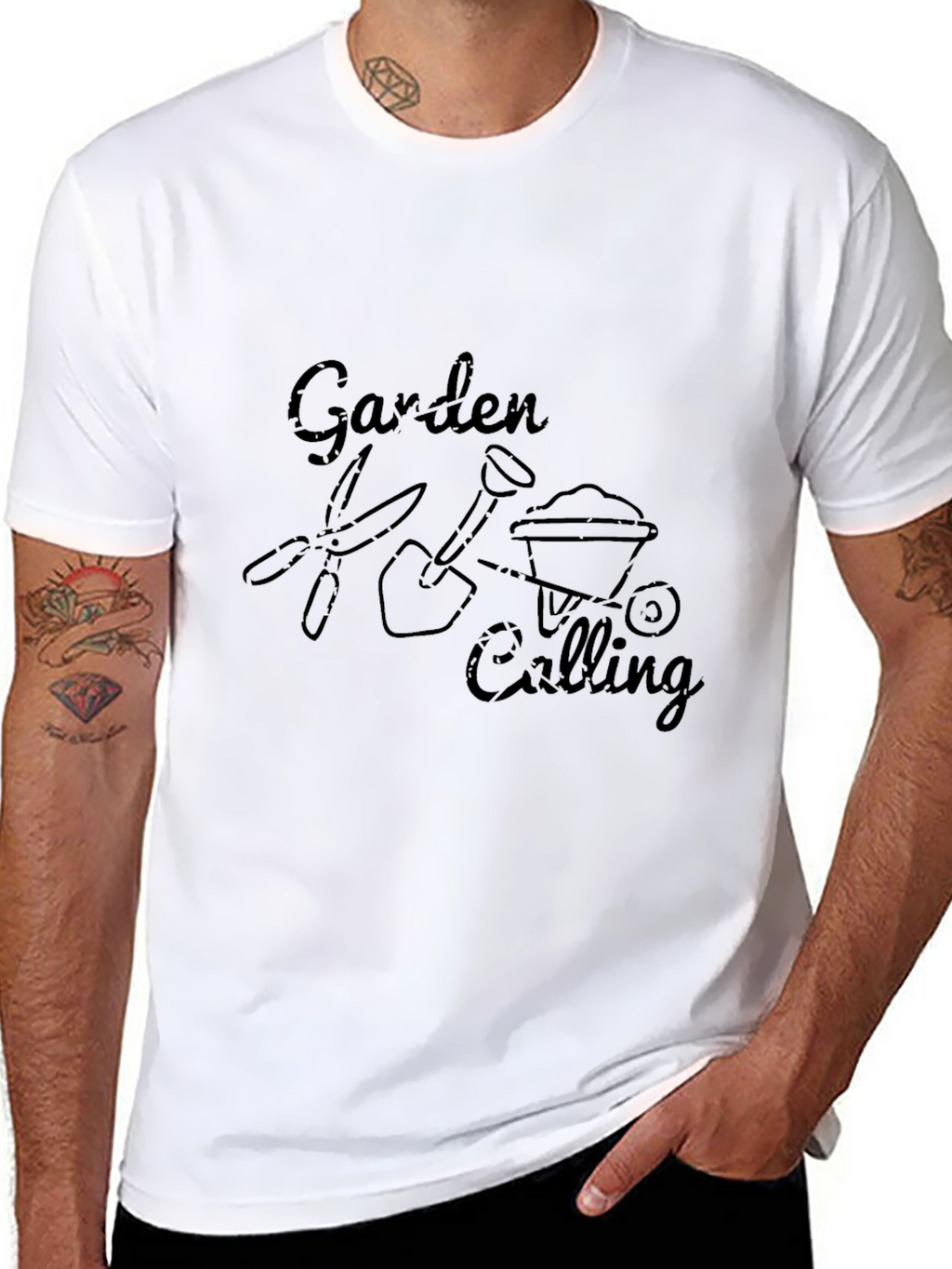 Garden Calling Mens Black Graphic T-Shirt