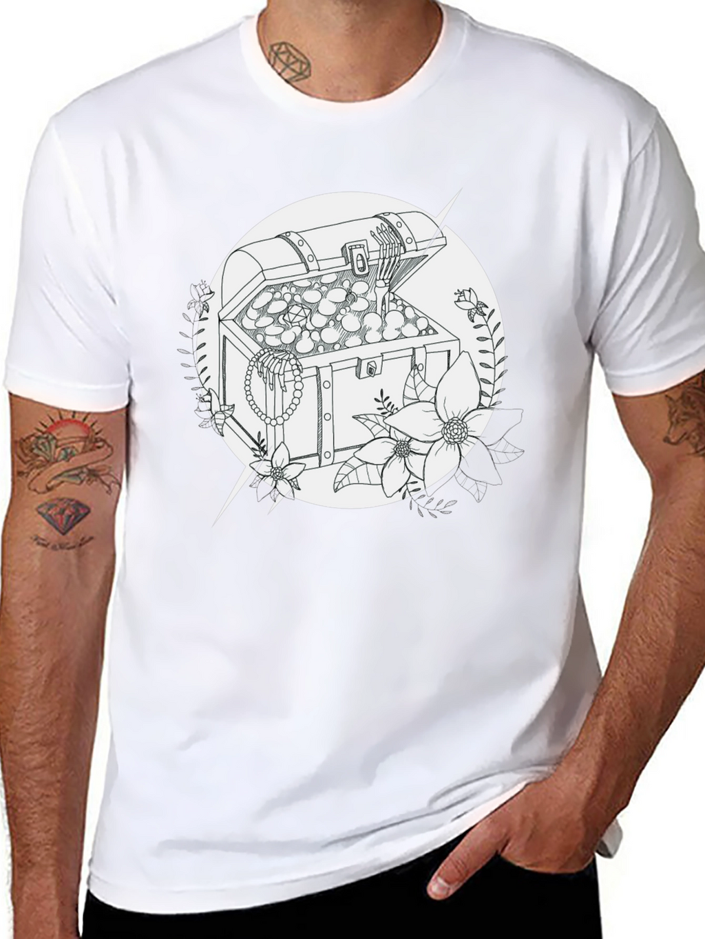 Treasure Chest Graphic Tee - Black Cotton T-Shirt