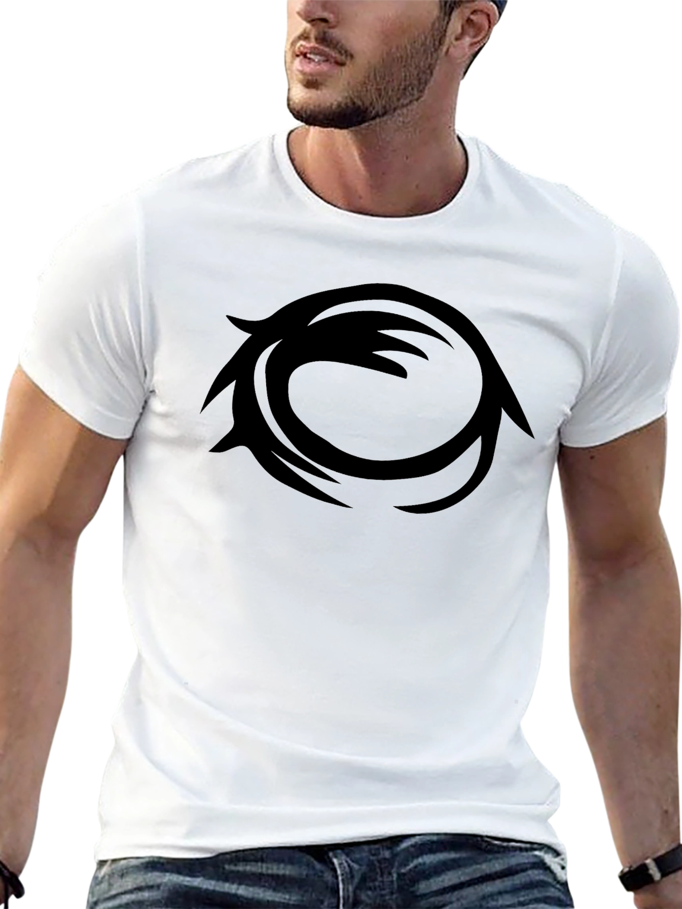 Modern Black Graphic Tee - Circular Design