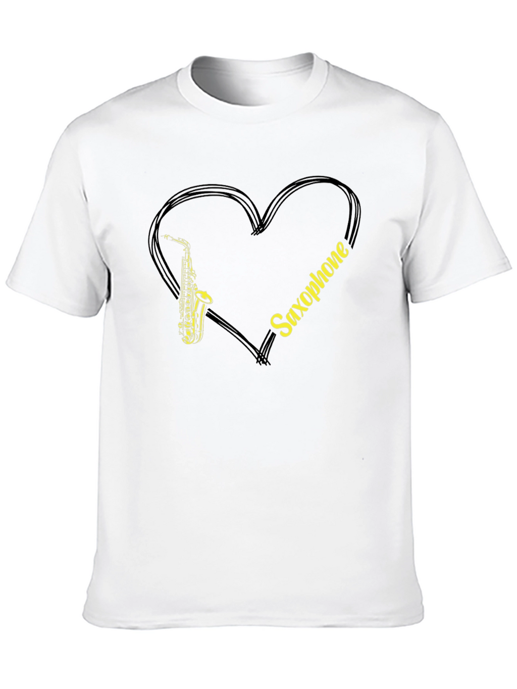 Saxophone Love Heart Graphic T-Shirt