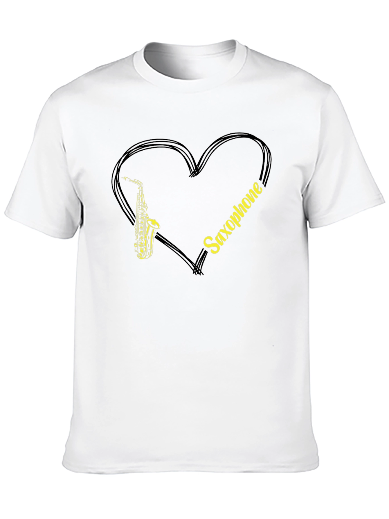 Saxophone Love Heart Graphic T-Shirt
