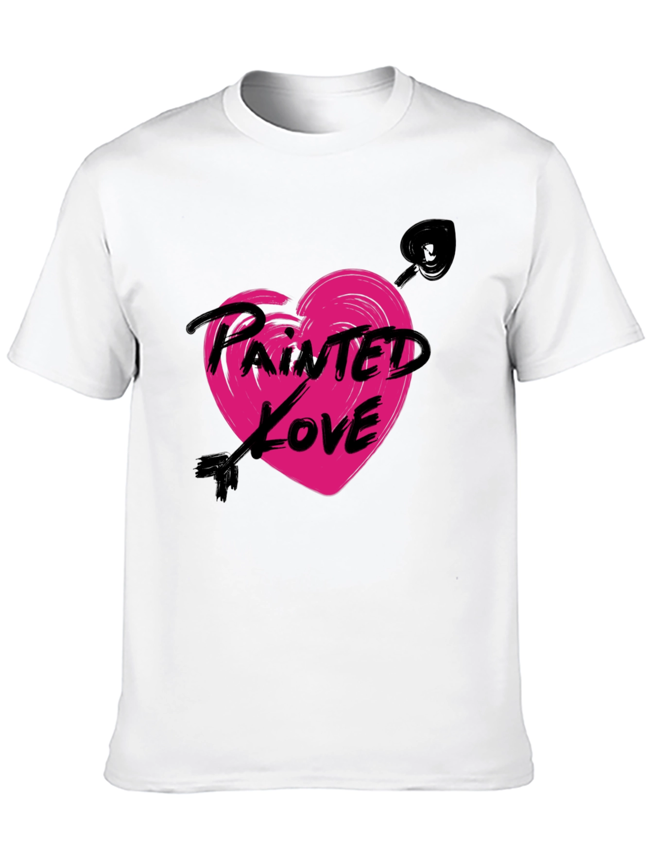 Painted Love Arrow Heart Black T-Shirt