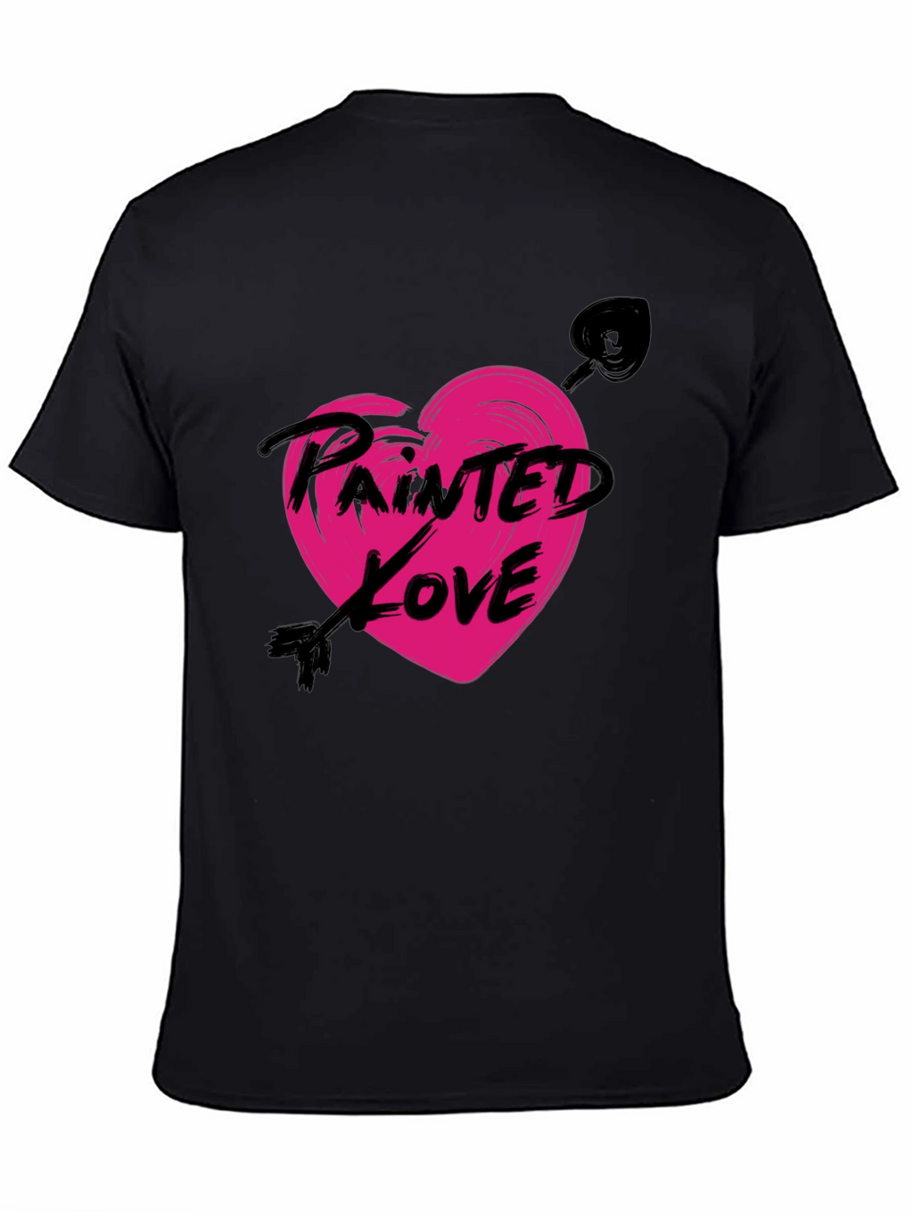 Painted Love Arrow Heart Black T-Shirt