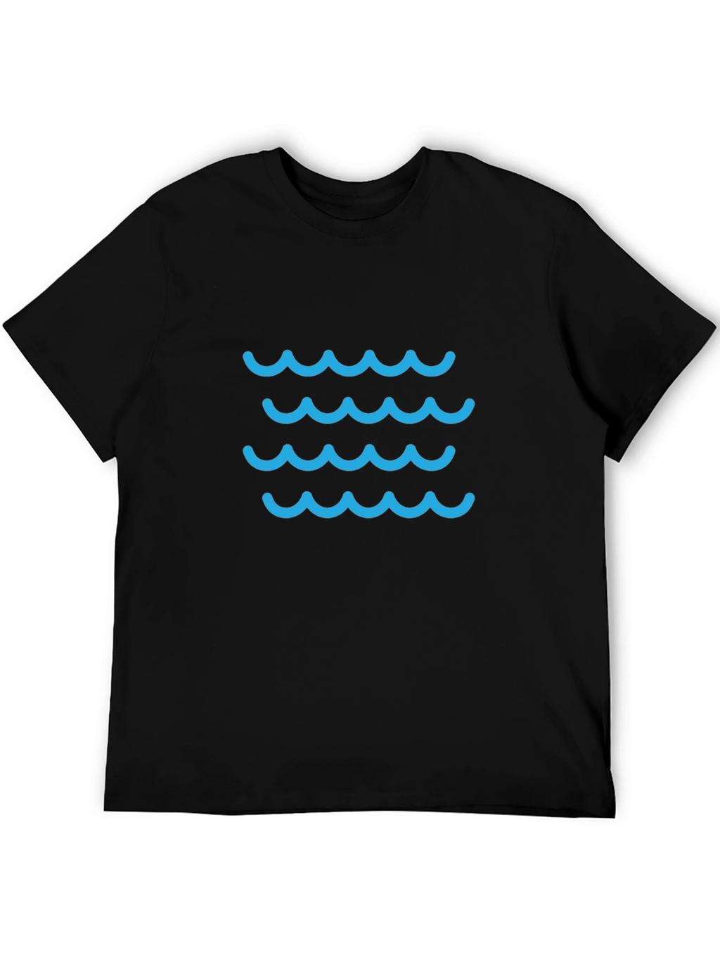 Blue Waves Graphic Tee - Casual Black T-Shirt