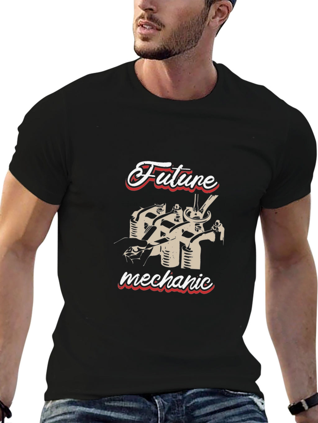 Future Mechanic Graphic Tee - Black Cotton T-Shirt