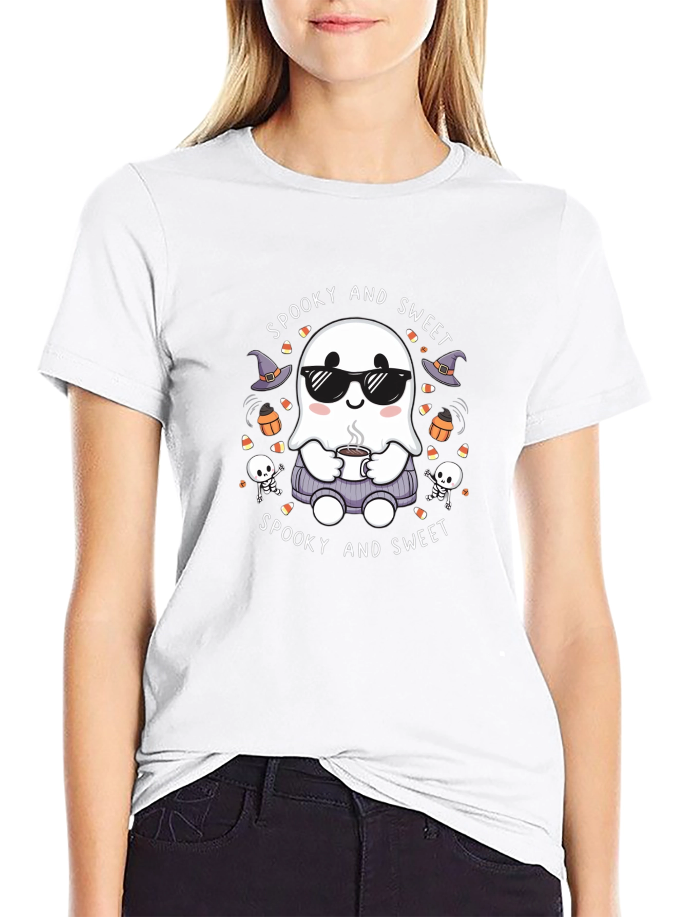 Spooky and Sweet Ghost Halloween T-Shirt