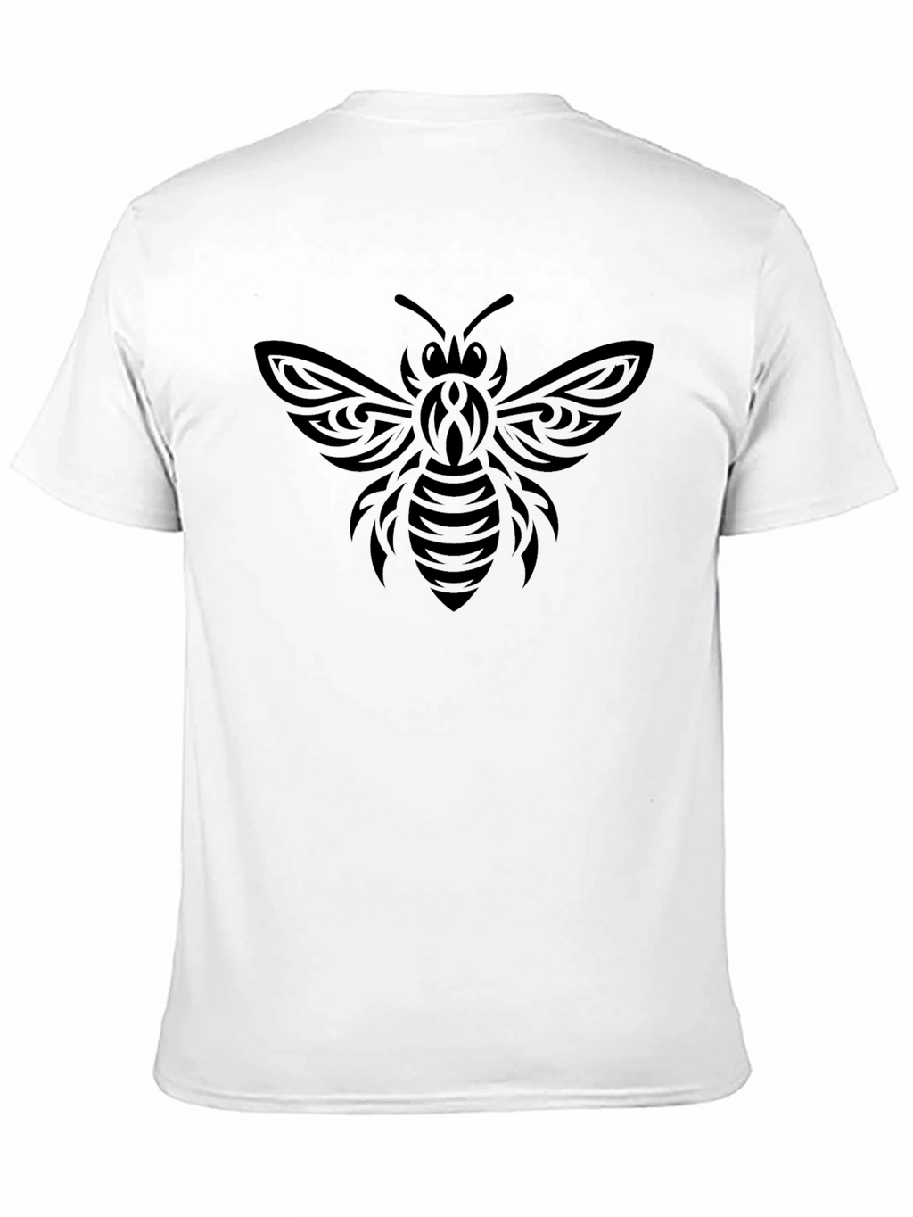 Tribal Bee Graphic Tee - Black Cotton Casual T-Shirt