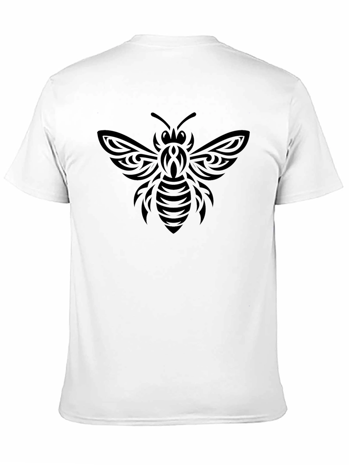Tribal Bee Graphic Tee - Black Cotton Casual T-Shirt