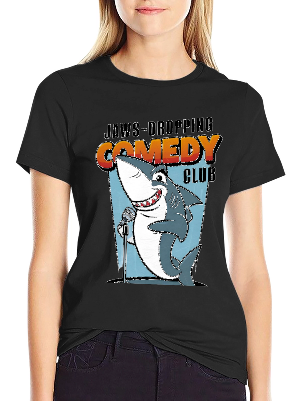Jaws-Dropping Comedy Club Shark Graphic Tee