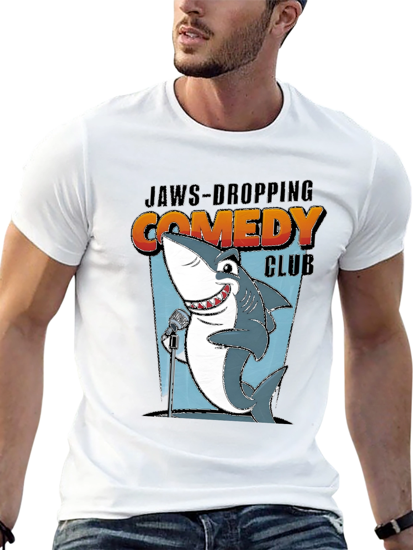 Jaws-Dropping Comedy Club Shark Graphic Tee