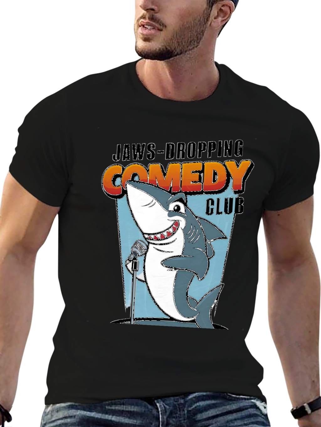 Jaws-Dropping Comedy Club Shark Graphic Tee