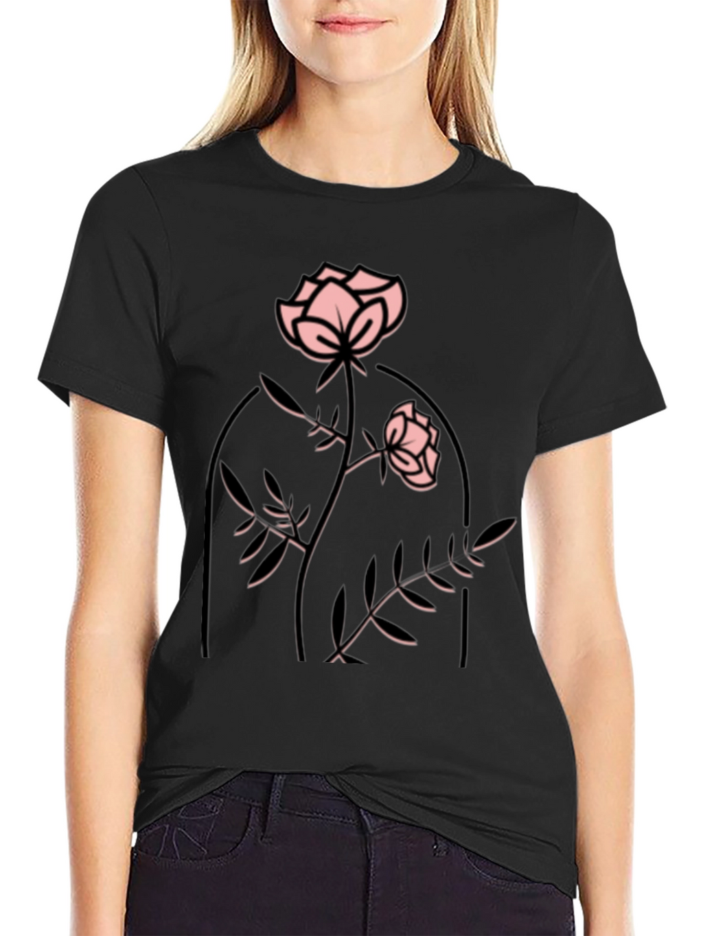 Rose Graphic Black T-Shirt