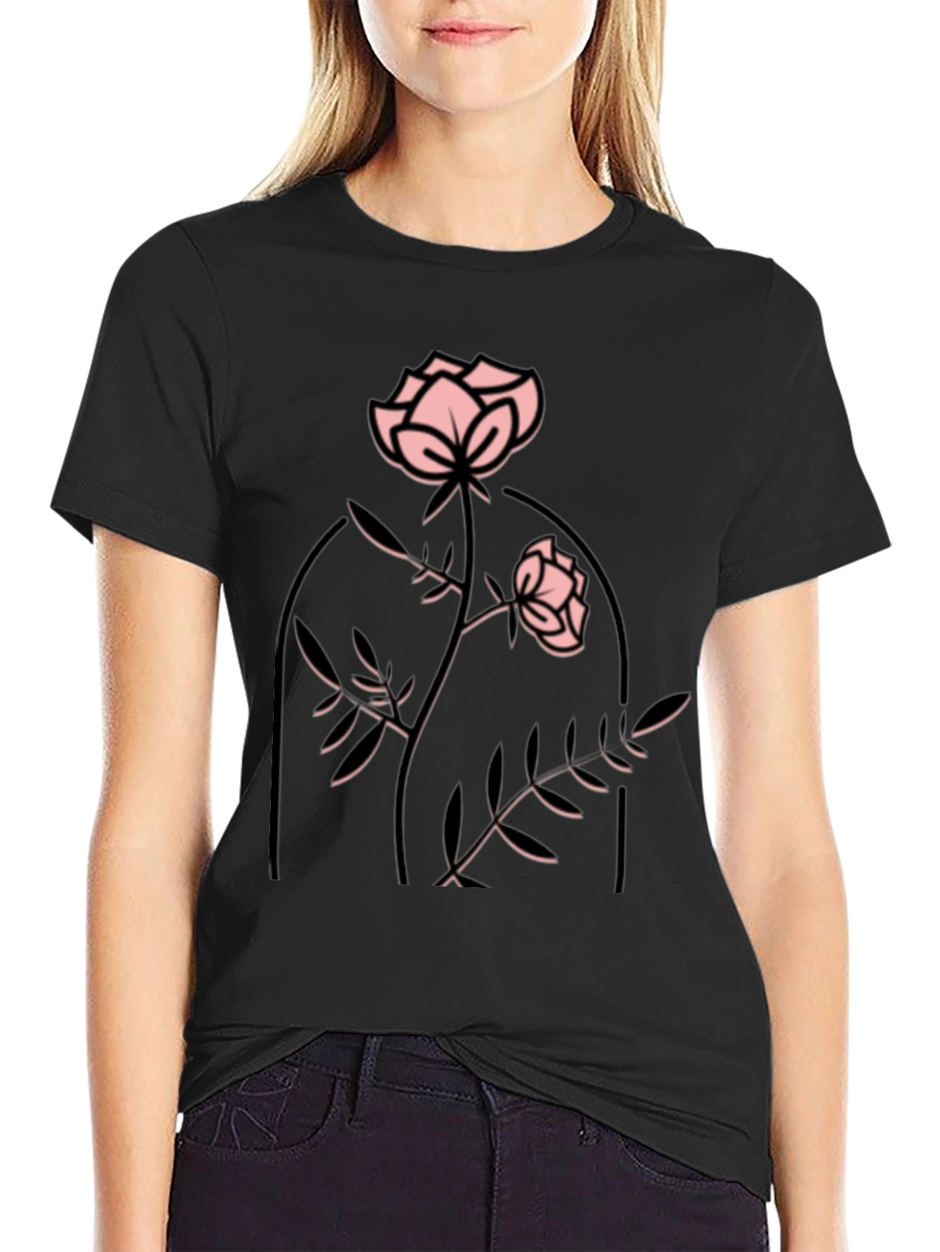 Rose Graphic Black T-Shirt