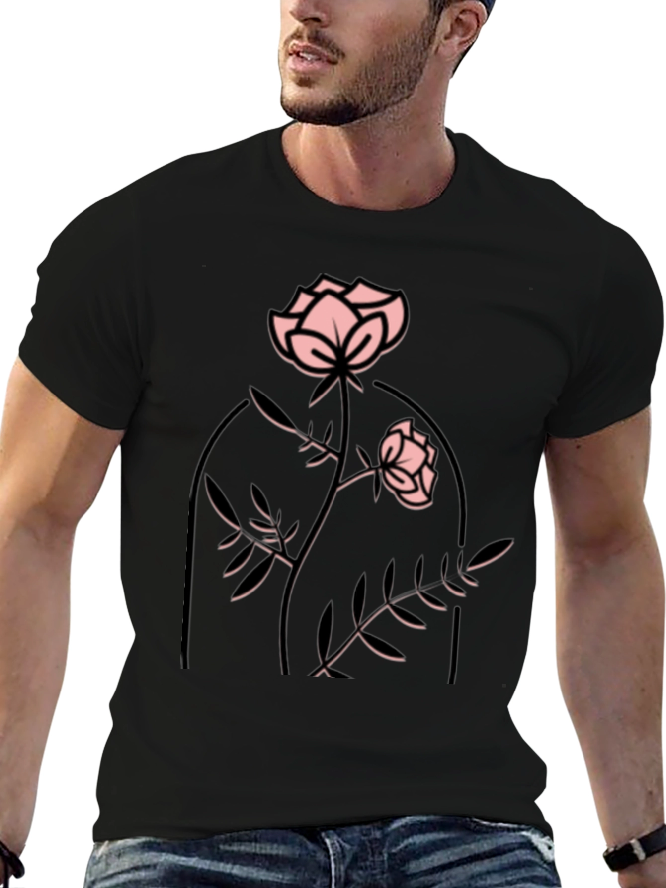 Rose Graphic Black T-Shirt