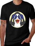 Cool Penguin Graphic Tee - Black Cotton T-Shirt