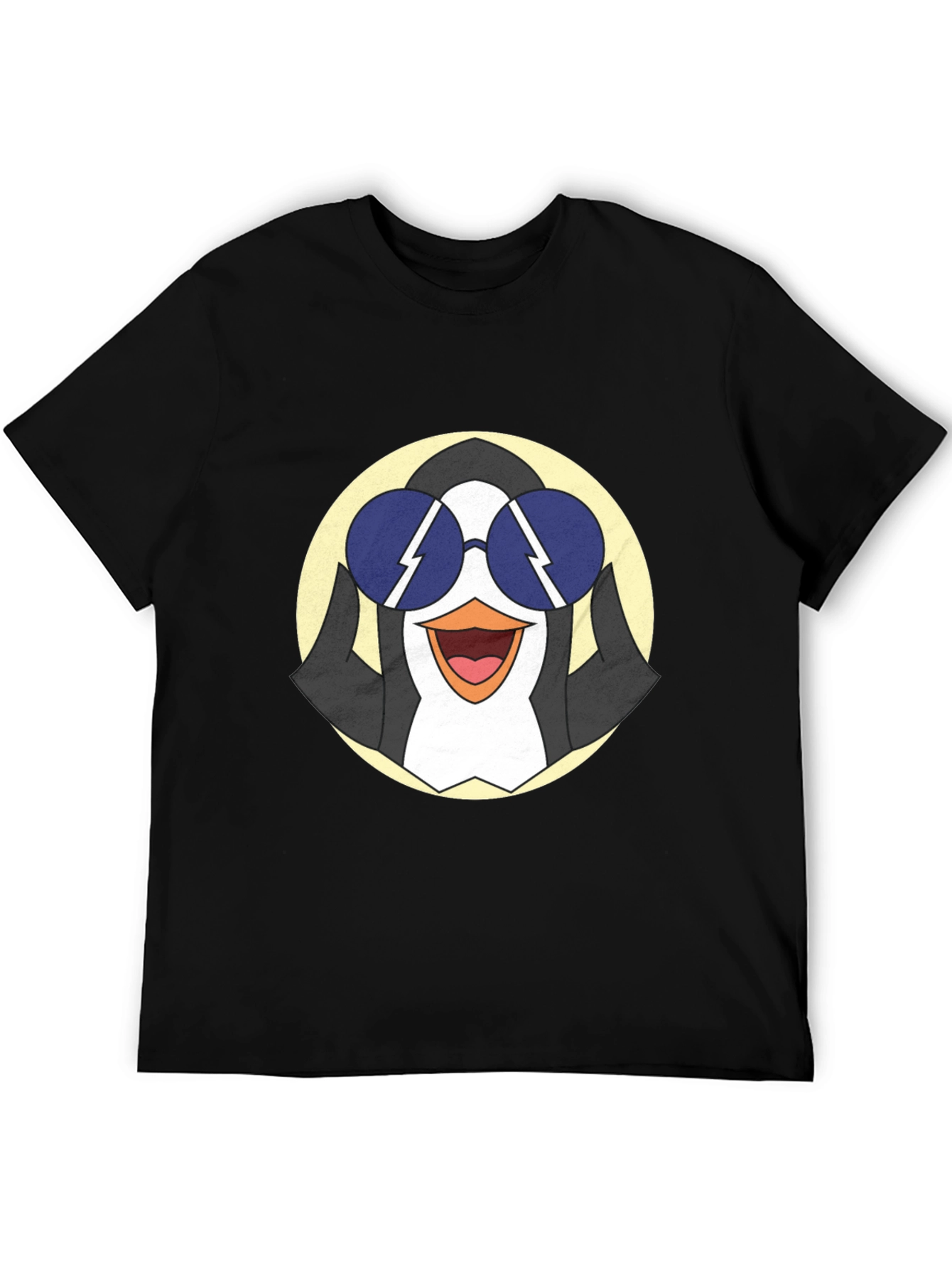 Cool Penguin Graphic Tee - Black Cotton T-Shirt