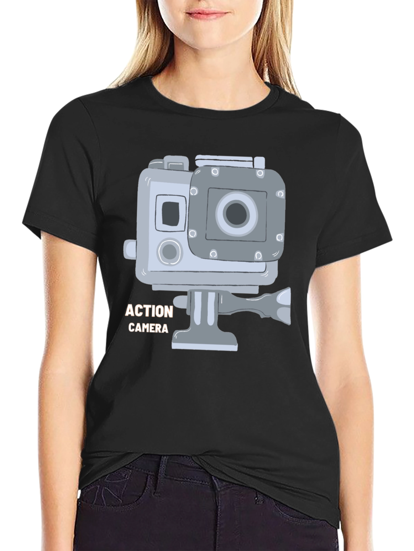 Action Camera Graphic T-Shirt - Black Cotton Tee