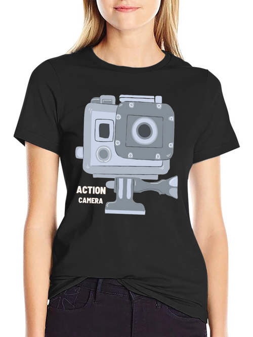 Action Camera Graphic T-Shirt - Black Cotton Tee