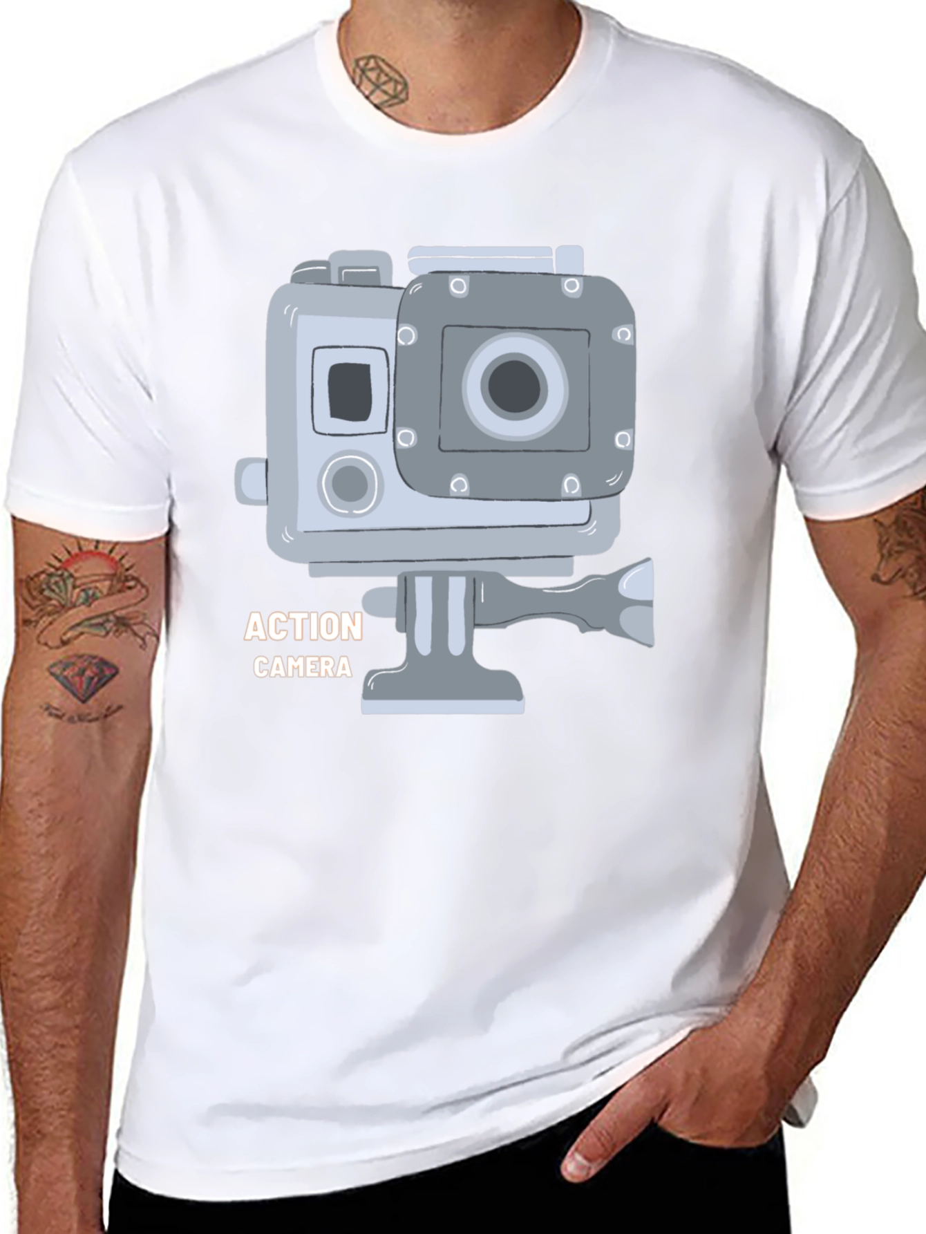 Action Camera Graphic T-Shirt - Black Cotton Tee