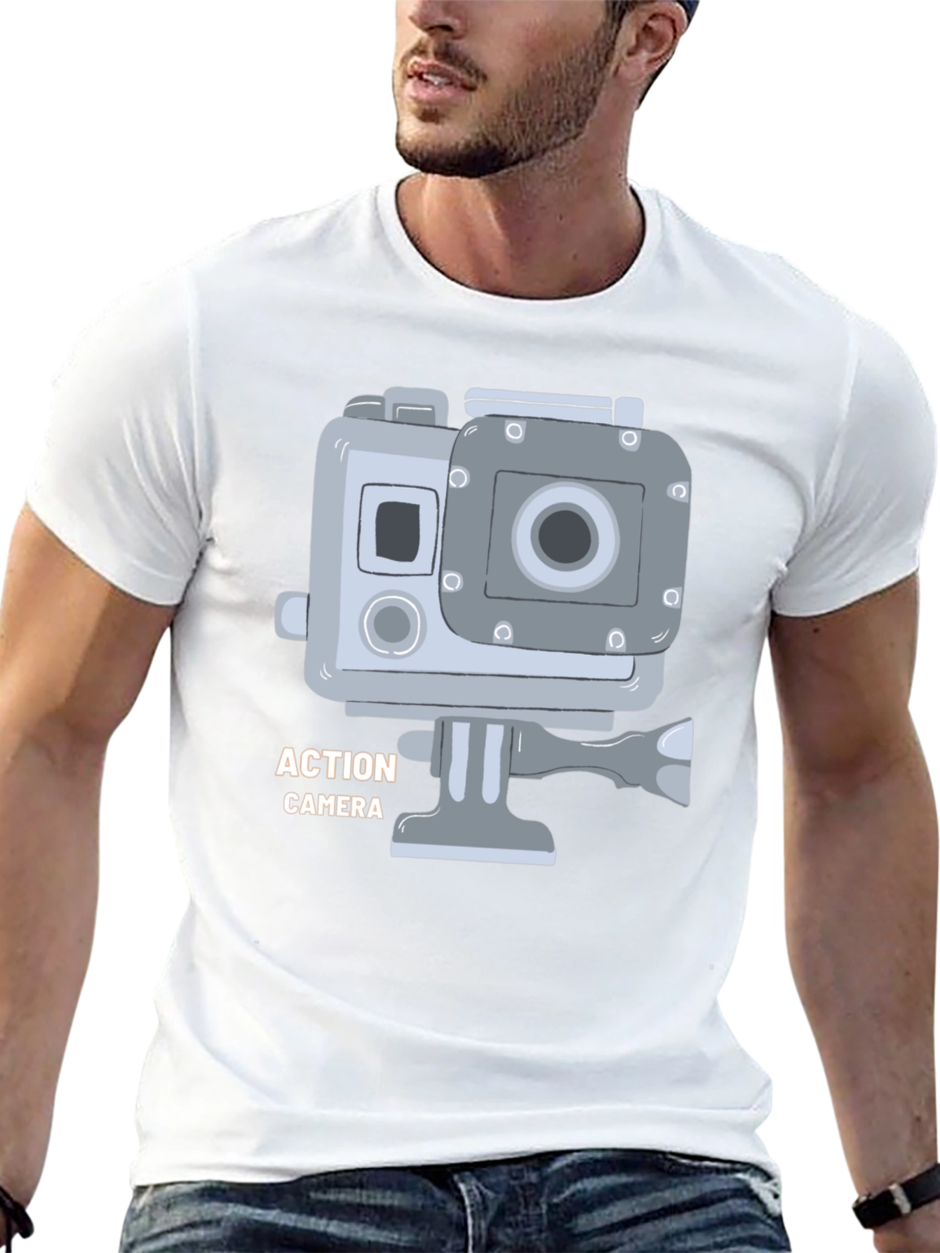 Action Camera Graphic T-Shirt - Black Cotton Tee
