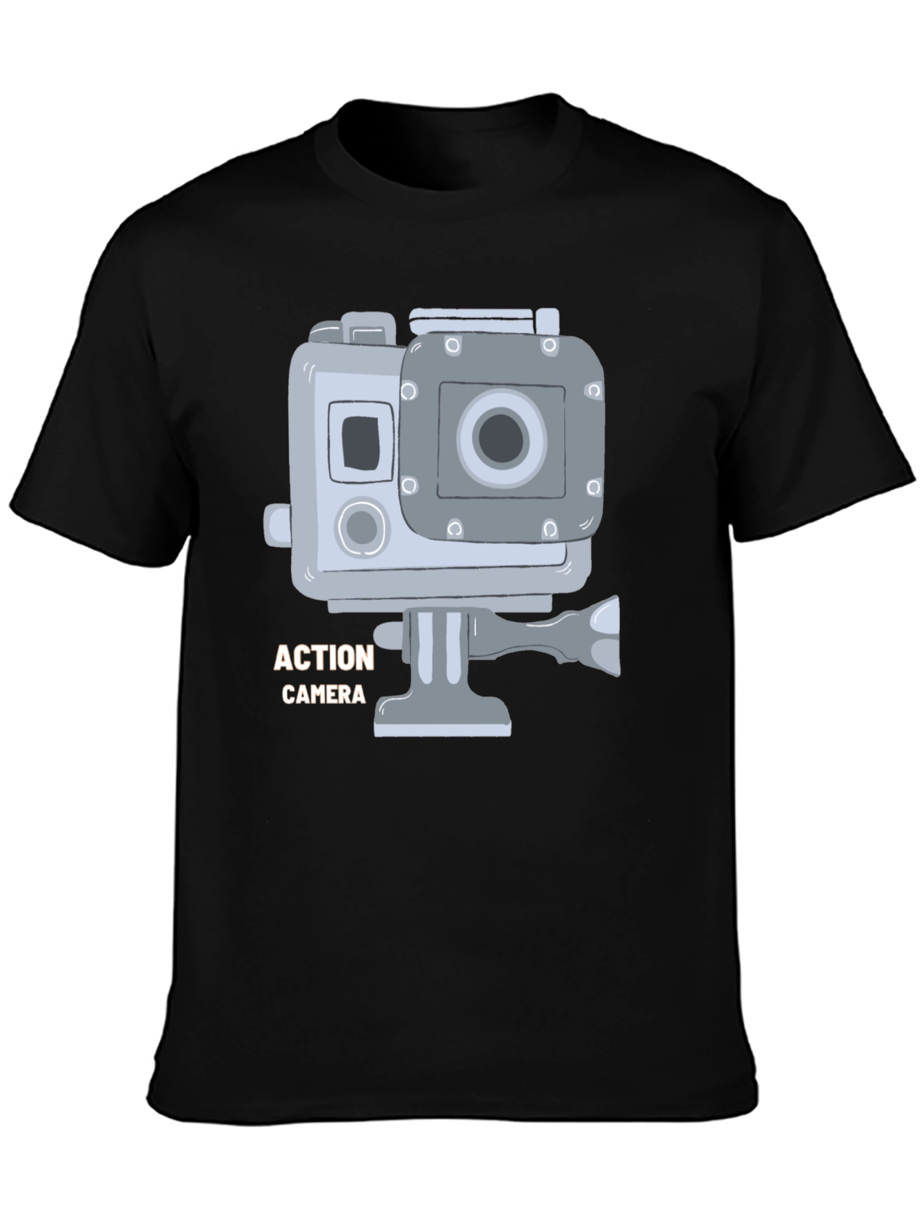 Action Camera Graphic T-Shirt - Black Cotton Tee