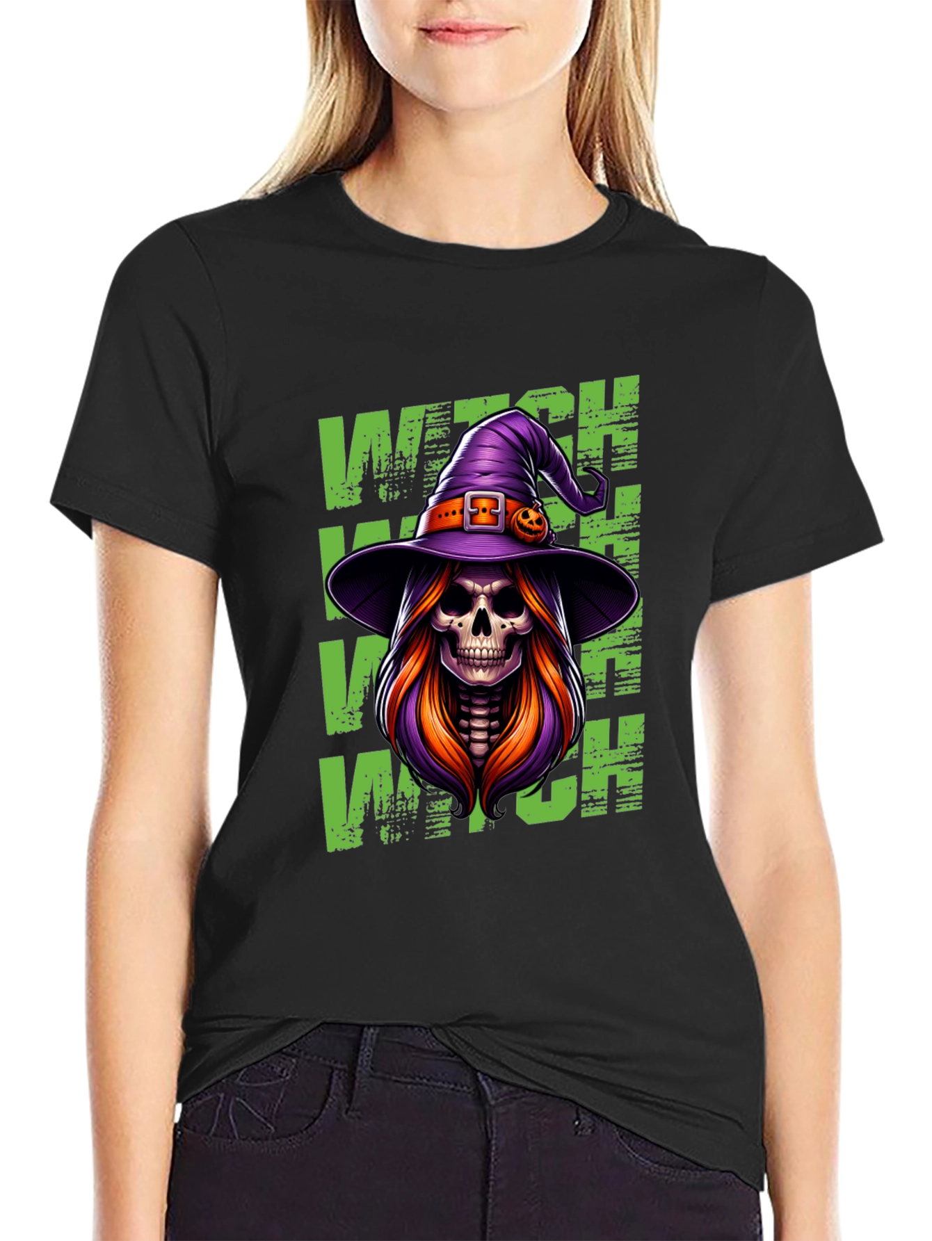 Witch Skeleton Halloween T-Shirt