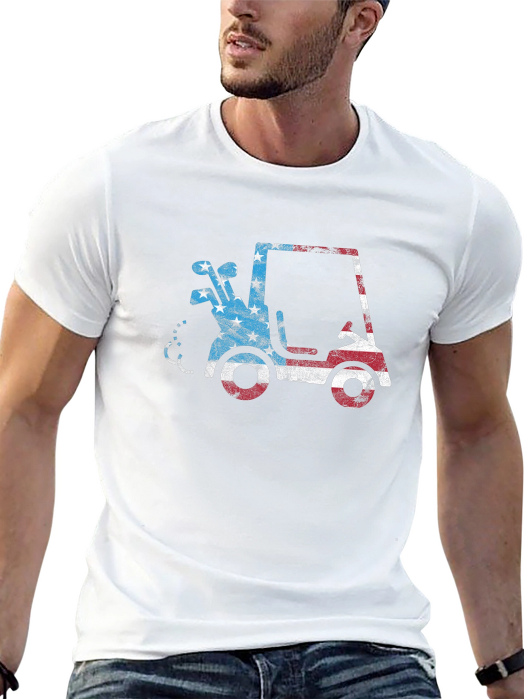 Patriotic Golf Cart Tee - USA Flag Design