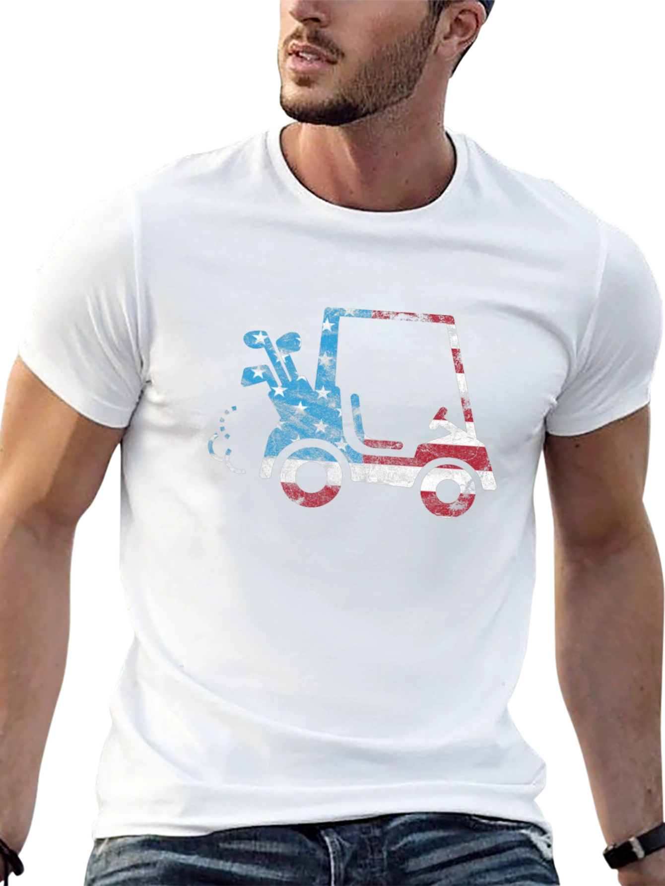Patriotic Golf Cart Tee - USA Flag Design