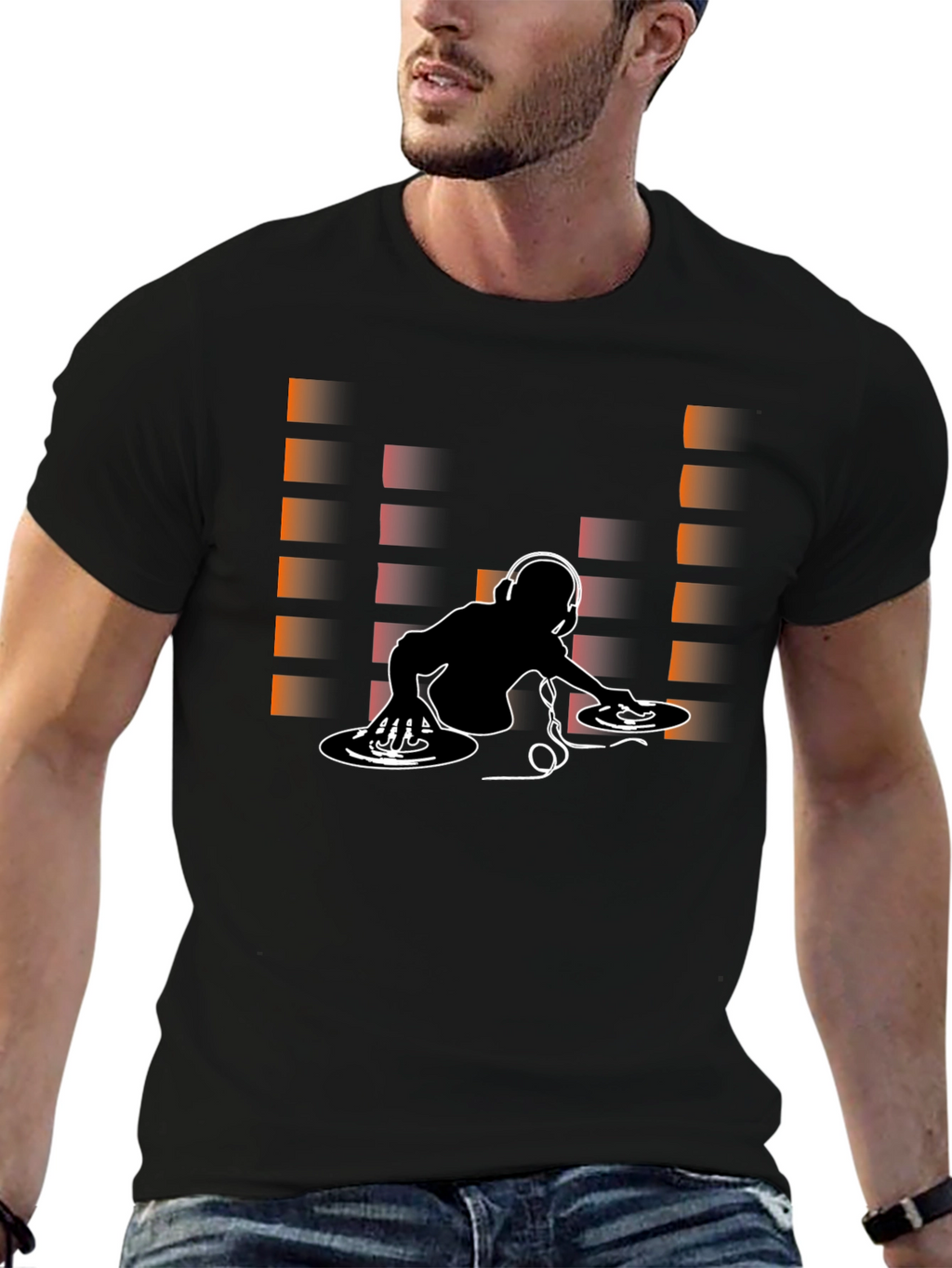 DJ Graphic Print Crew Neck T-Shirt