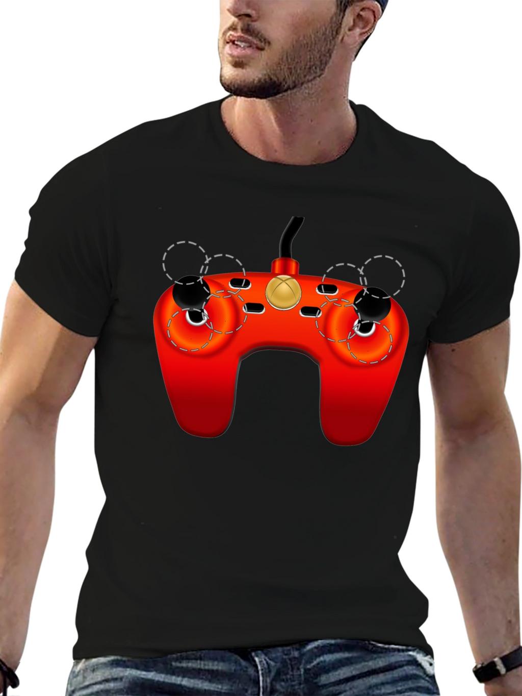 Retro Gaming Controller Graphic Tee - Black