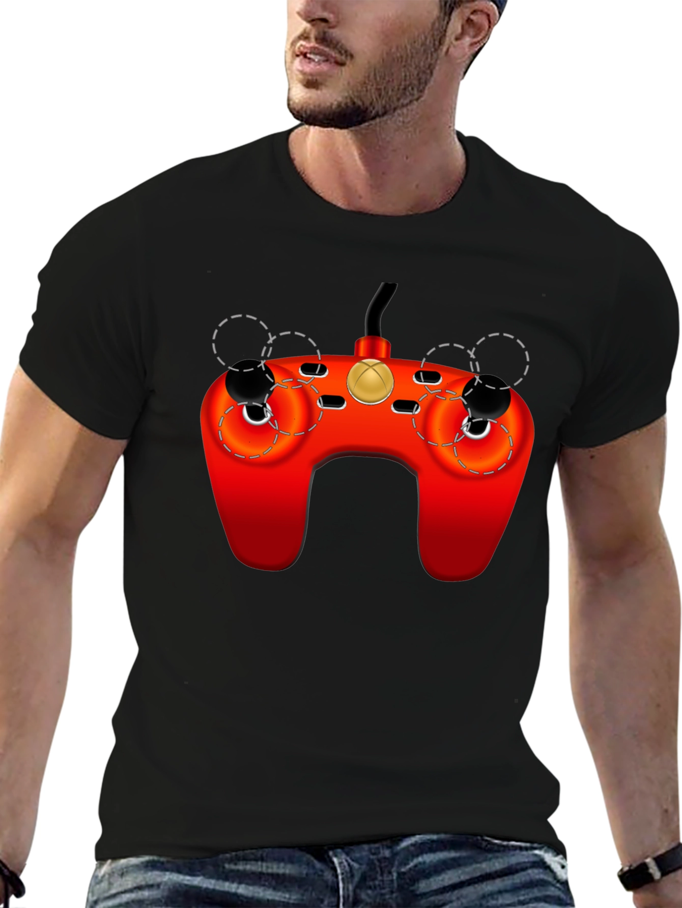 Retro Gaming Controller Graphic Tee - Black