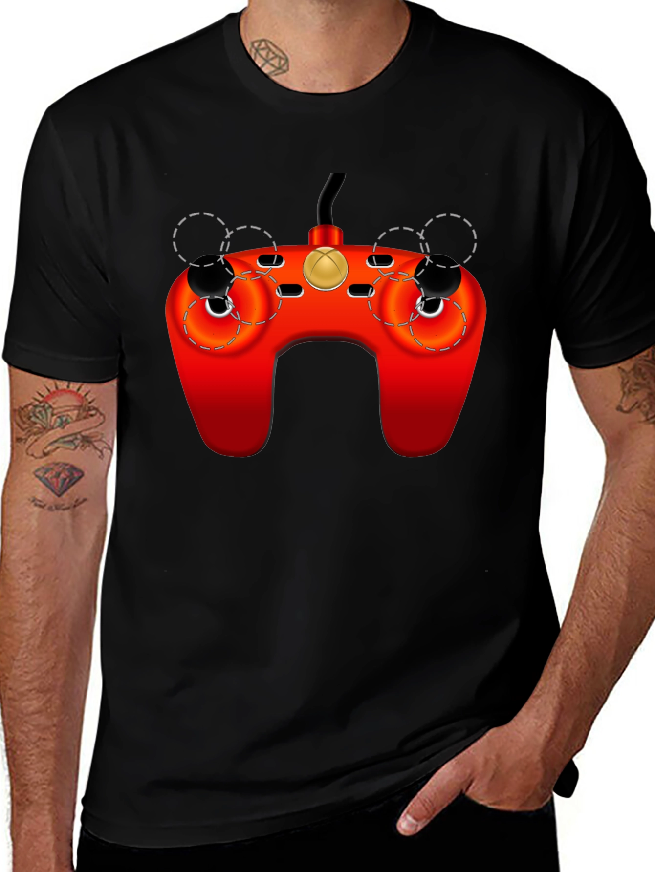 Retro Gaming Controller Graphic Tee - Black