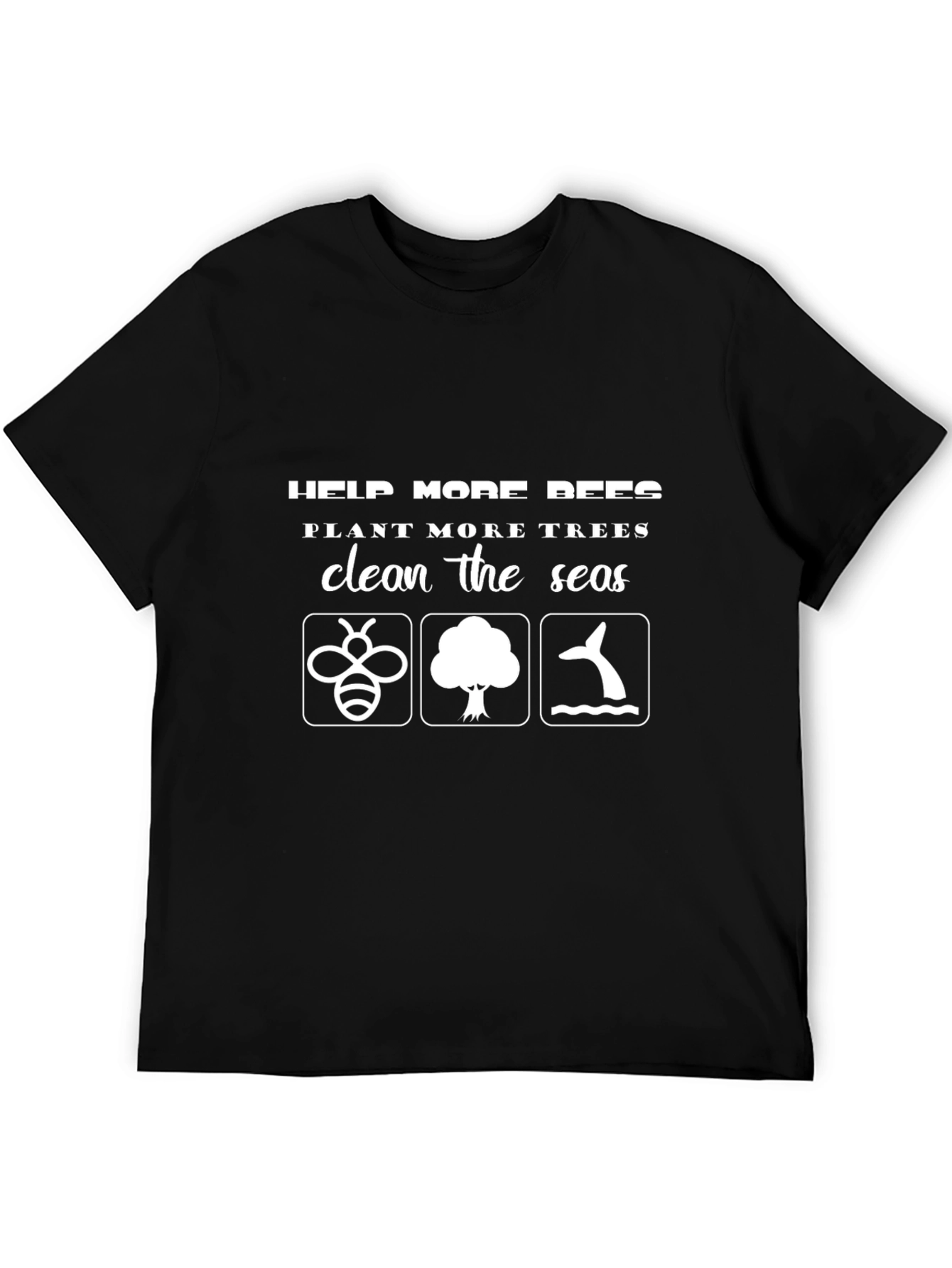 Eco-Friendly Black Graphic T-Shirt - Save the Planet Design