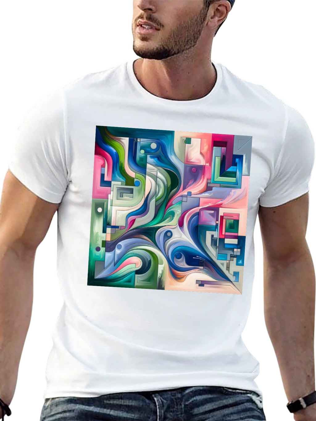 Abstract Art Graphic Print Black T-Shirt