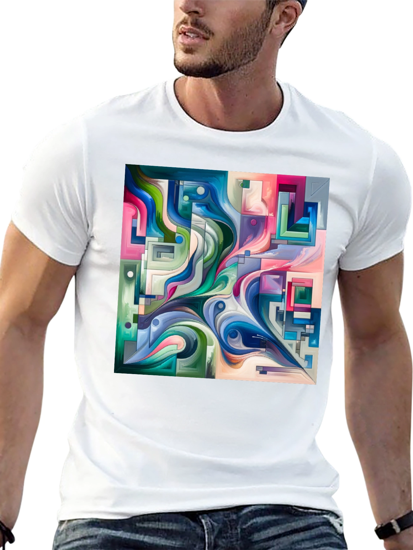 Abstract Art Graphic Print Black T-Shirt