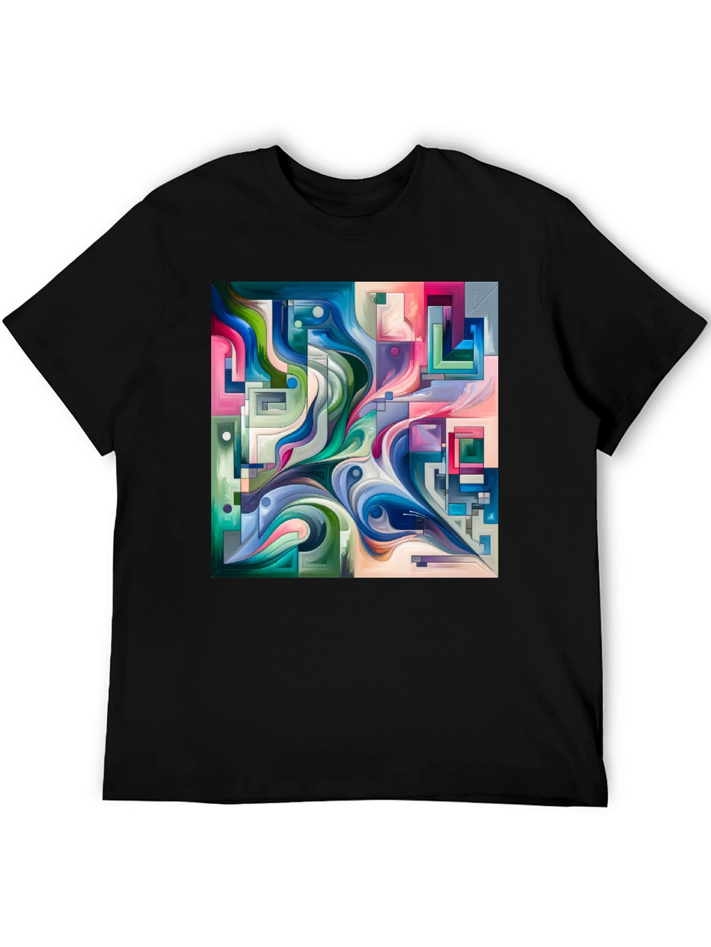 Abstract Art Graphic Print Black T-Shirt
