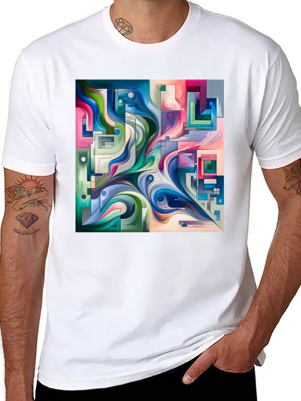Abstract Art Graphic Print Black T-Shirt