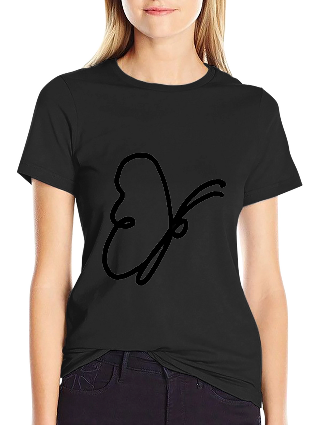 Butterfly Outline Black T-Shirt