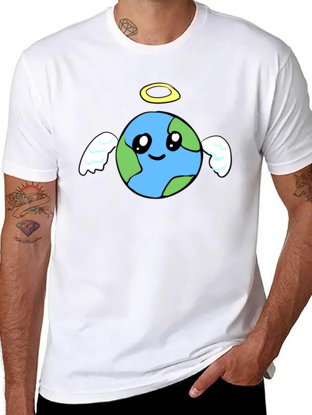 Angel Earth Graphic Black T-Shirt