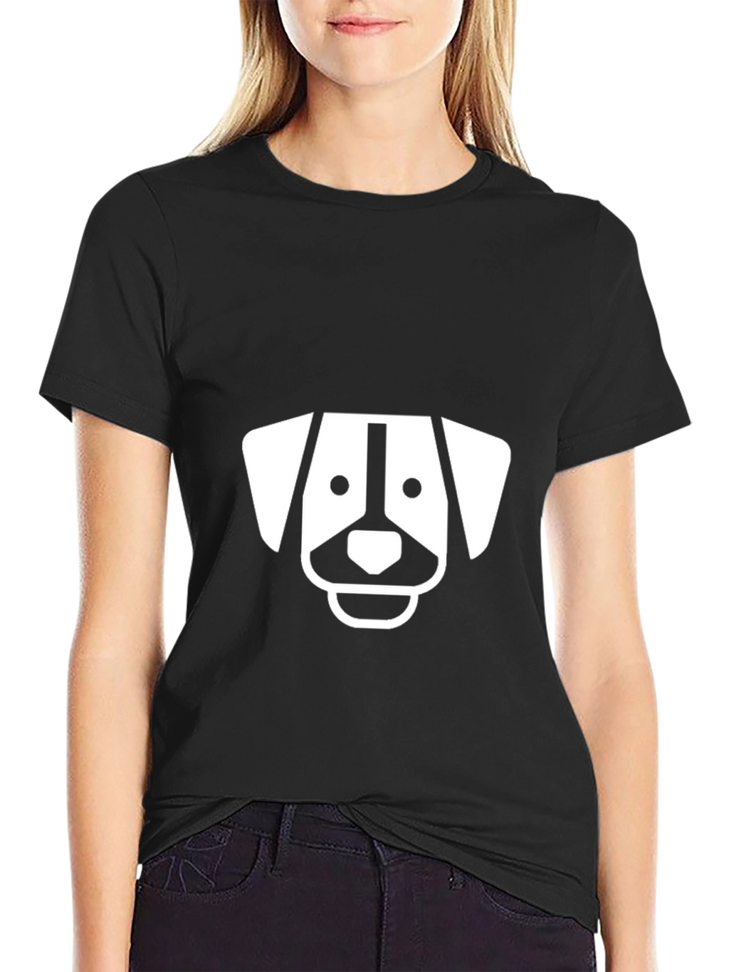 Dog Graphic Tee - Black Cotton T-Shirt